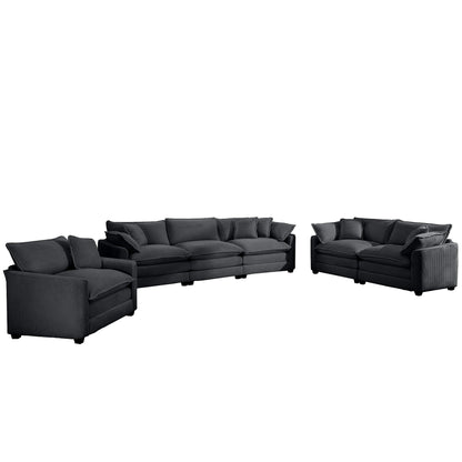 Elegant Corduroy Oversized Sectional Sofa Set With Deep Seats And Flexible Layout