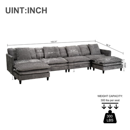 Modular U Shaped Sofa, With Adjustable Layout For Comfort And Durability - Gray