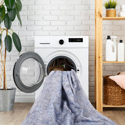 Maval - 2' X 3' Washable Area Rug - Blue / Cream