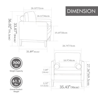 Wide Modern Performance Accent Chair With Natural Legs