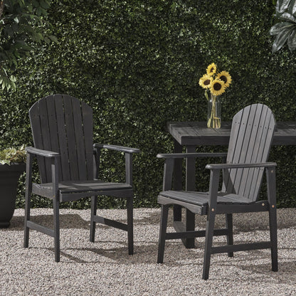 Outdoor Weather Resistant Acacia Wood Adirondack Dining Chairs (Set of 2)
