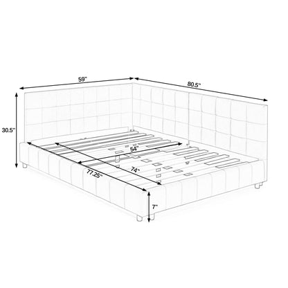 Upholstered Storage Tufted Bed Frame With Backrest And Armrests