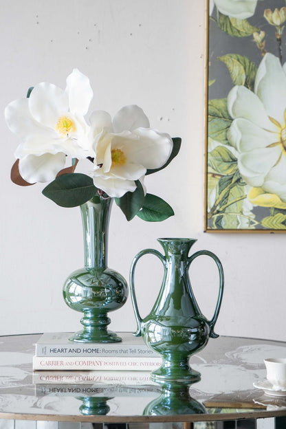 Round Dining Table With Elegant Floral Design And Mirrored - Silver Multi