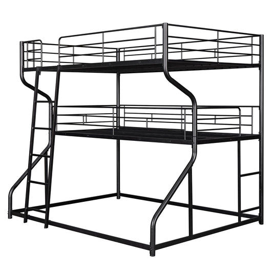 Industrial Triple Bunk Bed With Dual Ladders Frame, Space Saving Design