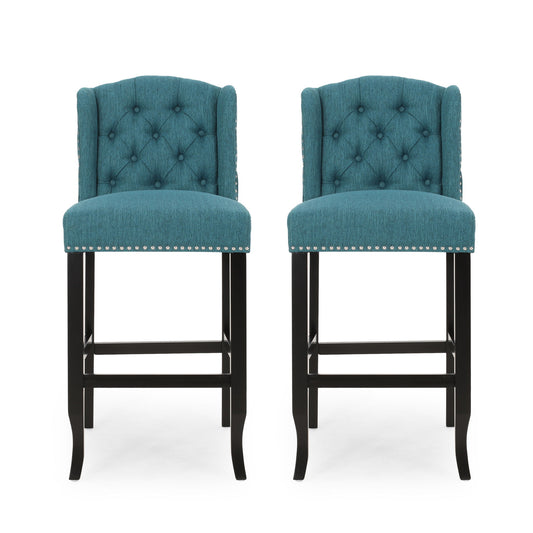 Vienna - Contemporary Fabric Tufted Wingback Counter Stools (Set of 2)