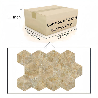 Hexagon Natural Marble Polished Tile For Wall And Floor (Set of 12)