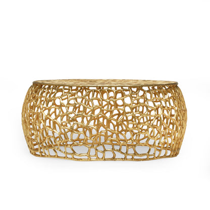 Modern Glam Mesh Coffee Table With Accents And - Gold