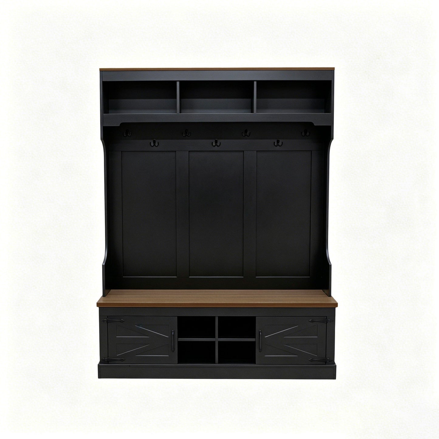 Farmhouse Hall Tree With Bench And Shoe Storage