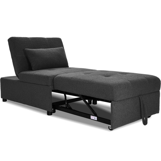 Sleeper Sofa Chair, Convertible Pull Out Bed Couch - Black