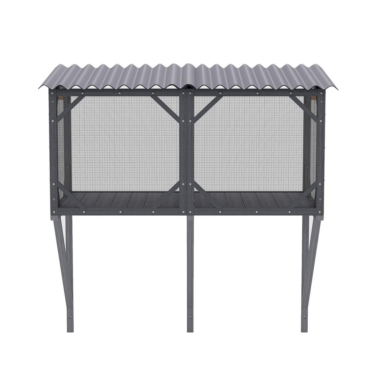 Premium Cat Window Box With Bug Proof Net For Large Indoor Cats Spruce Wood & Polyester - Antique Gray