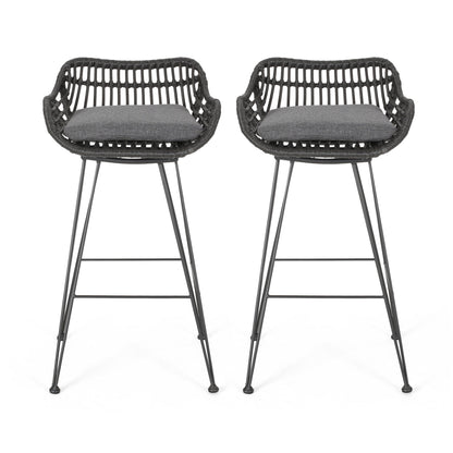 Outdoor Rattan Bar Chair With Metal Legs