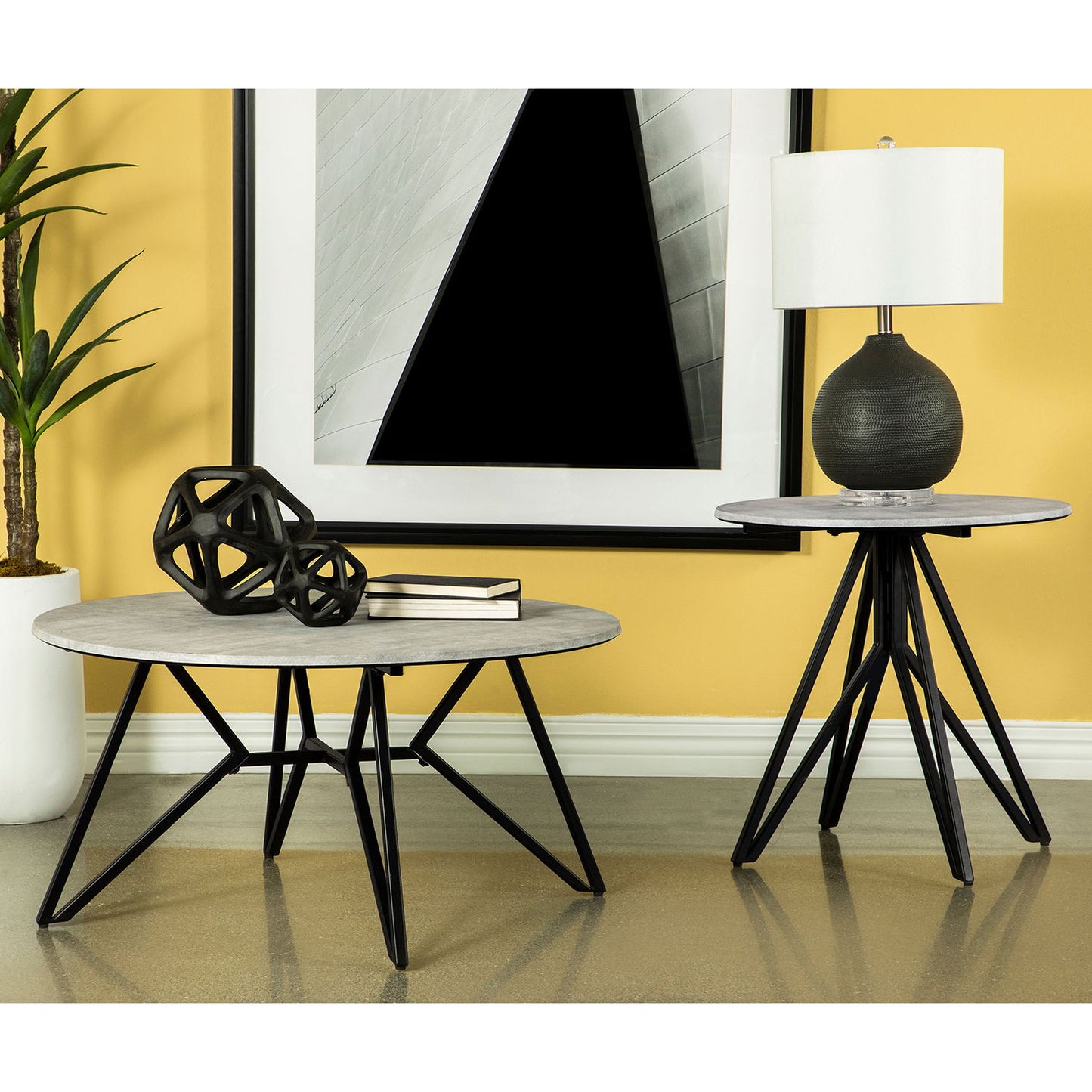 Garfield - 2 Piece Round Smarttop Coffee And End Table Set - Cement Gray