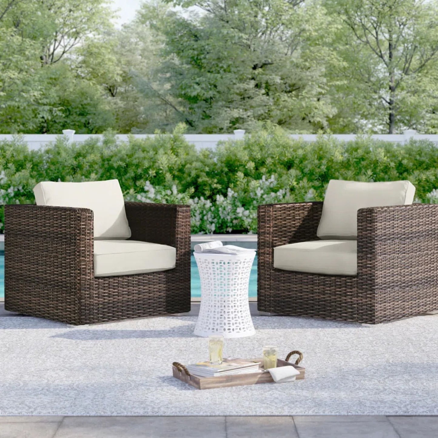 Outdoor Chairs Set With Cushions - Brown Mix