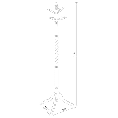 Coat Rack With Post Traditional Entryway Organizer With 6 Hooks - Brown