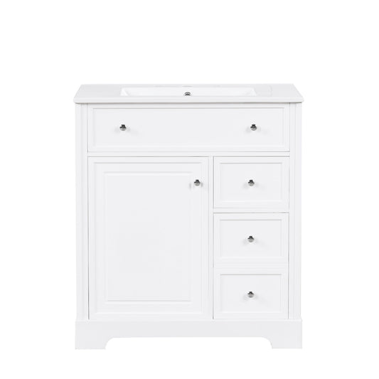 Bathroom Vanity With Sink Top, Cabinet With Door And 2 Drawers - White