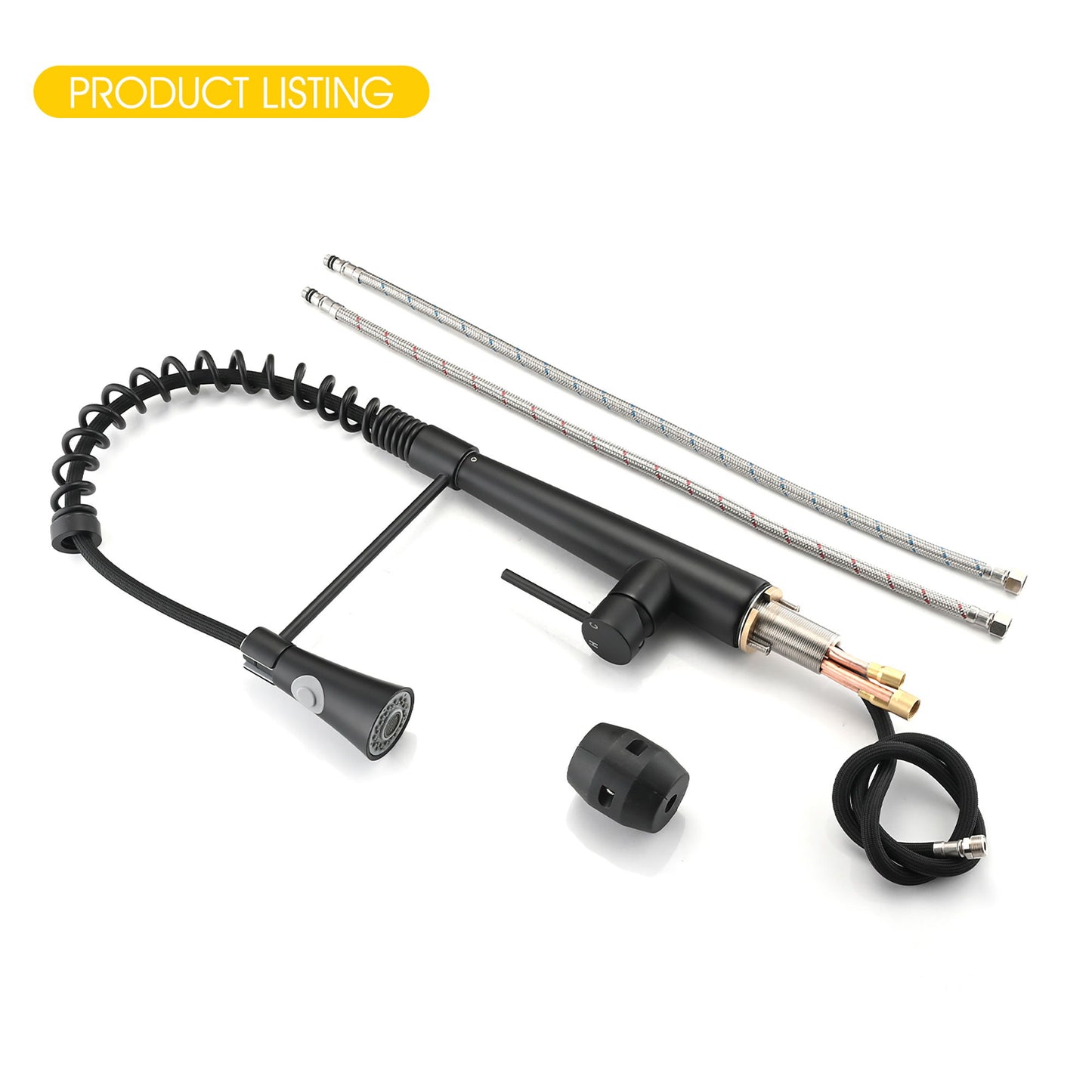 Commercial Kitchen Faucet With Pull Down Sprayer And Magnetic Docking Spray Head - Matte Black