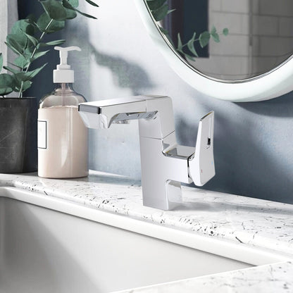 Modern Smart LED Bathroom Faucet With Temperature Digital Display And Pull Down Sprayer
