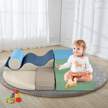 Soft Climb And Crawl Foam Playset 6 In 1, Soft Play Equipment Climb And Crawl Playground For Kids, Kids Crawling And Climbing Indoor Active Play Structure - Colorful