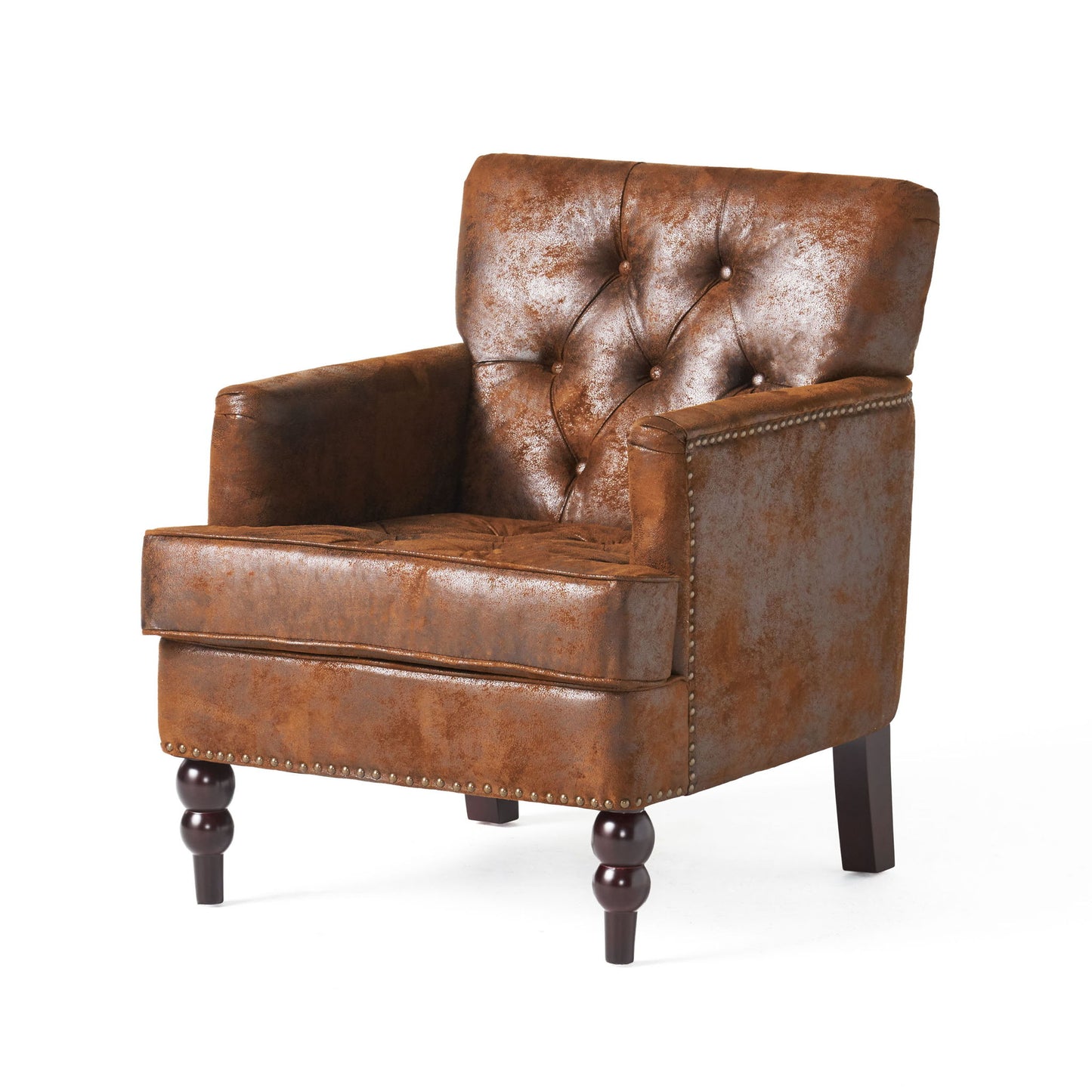 Vitality - Club Chair With Button Tufted Diamond Stitching And Turned Legs