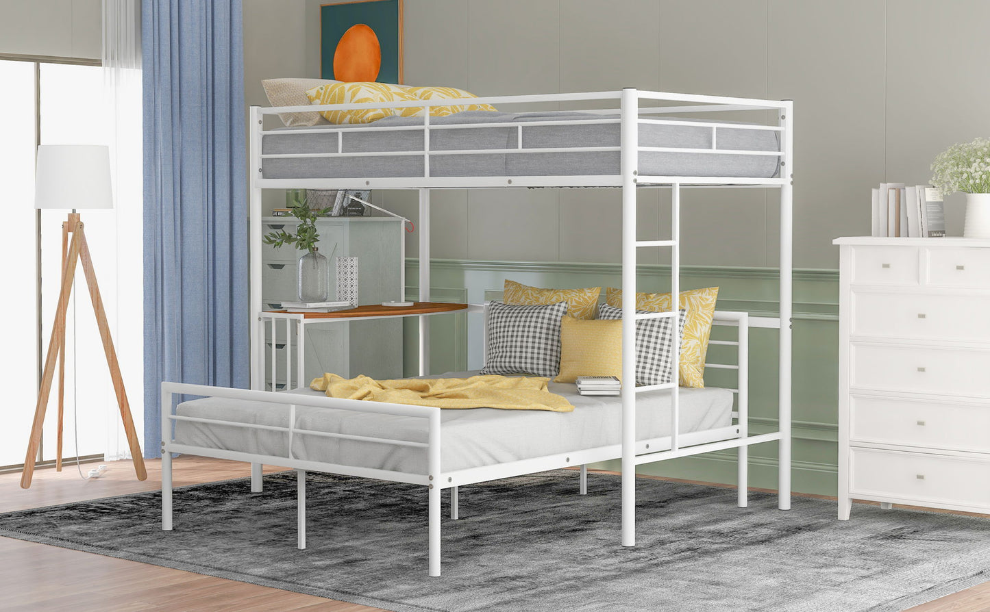 Bunk Bed With Desk, Ladder And Quality Slats For Bedroom