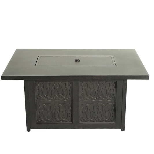 Aluminum Rectangle Fire Table With Fire Glass And Cover - Antique Bronze
