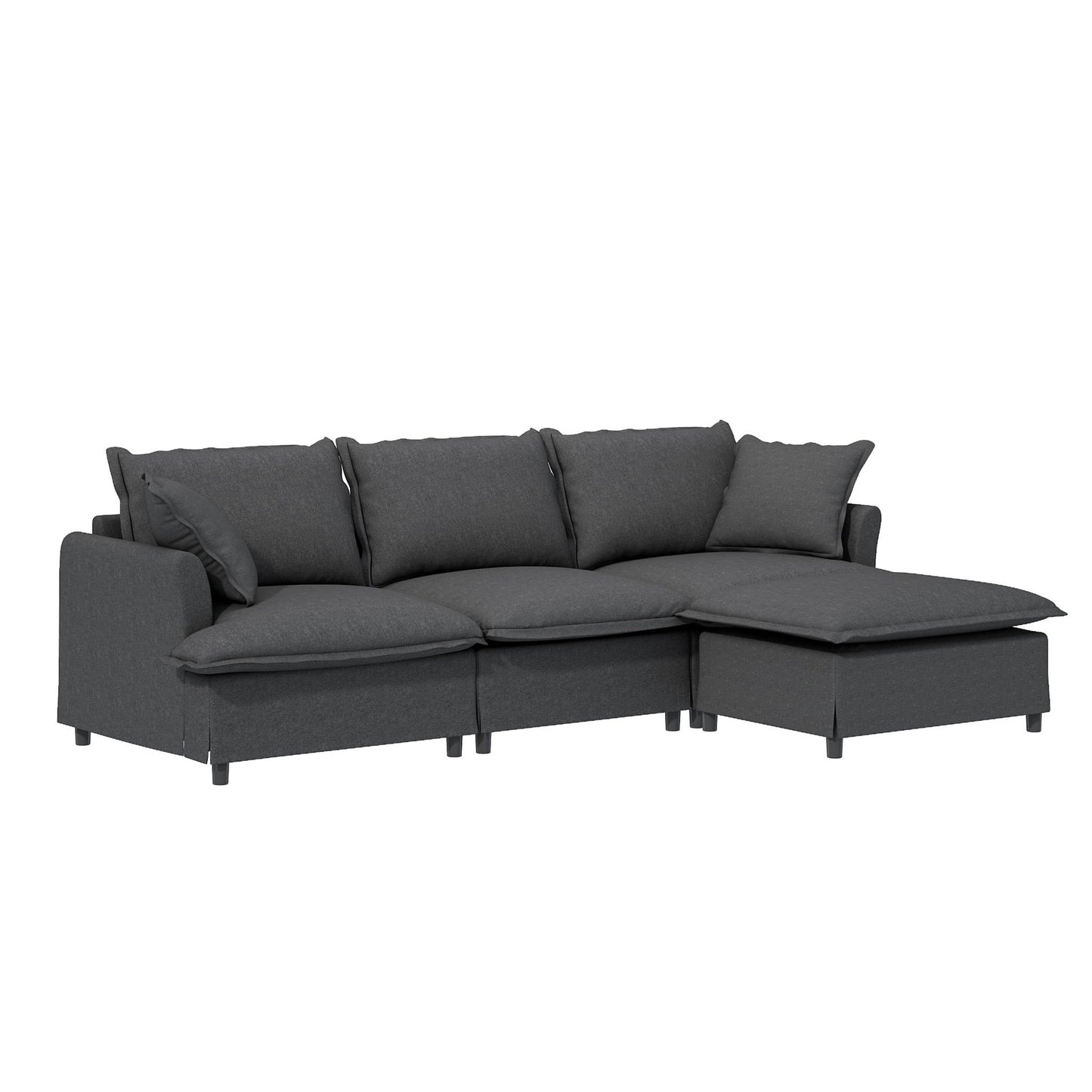 Sectional Sofa With Ottoman Cloud Couch Set With Throw Pillows, Free Combination