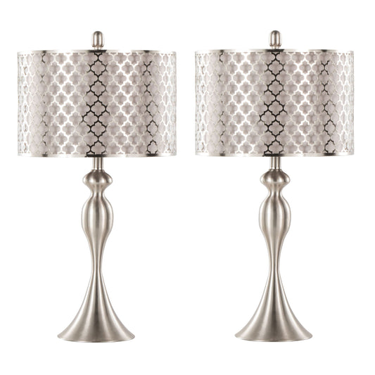 Ashland - Contemporary Table Lamp Laser Cut (Set of 2) - Nickel / Light Gray