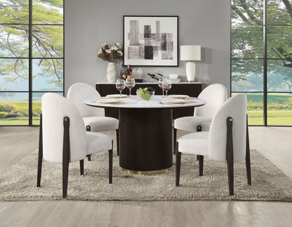 Clayten - Around Dining Table - Marble / Espresso