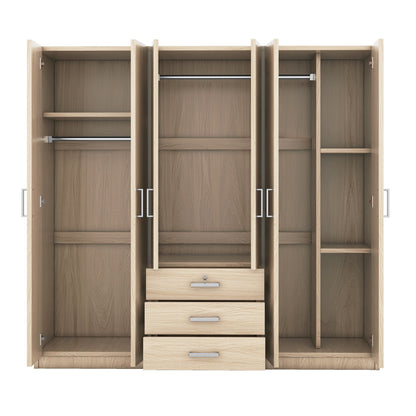 6 Doors Wardrobe Storage For Bedroom, With Big Drawers
