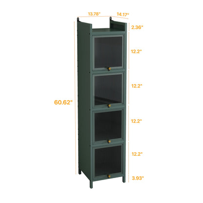 Glass Door Cabinet With Tier Storage