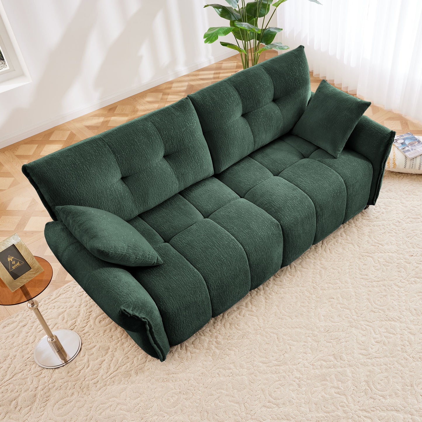 Modern Sofa & Pillows, Textured Cover, High Rebound Cushions