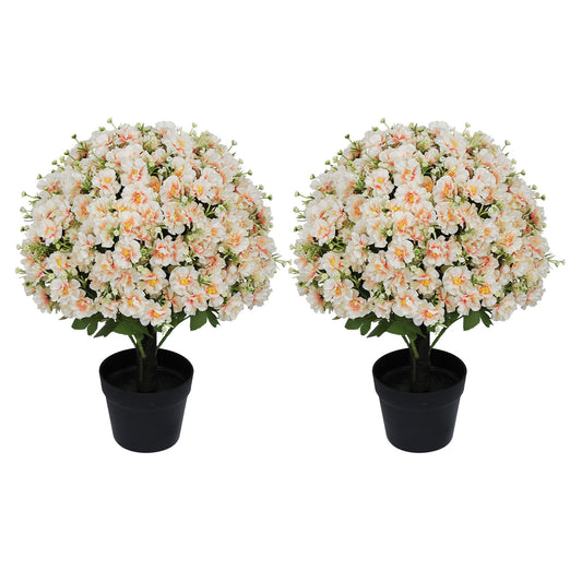 Artificial Snow Lotus Potted Plant, Artificial Floral Decor For Indoor & Outdoor Spaces - White / Pink