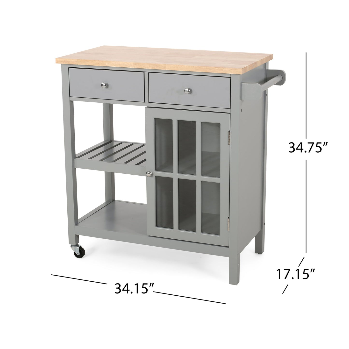 Aidah - Contemporary Kitchen Cart With Wheels - Gray