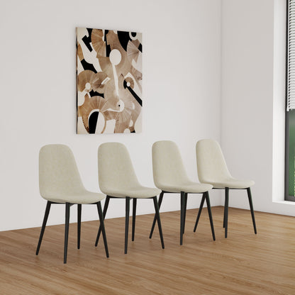 Modern Accent Dining Chairs Upholstered Seat, Metal Legs (Set of 4)
