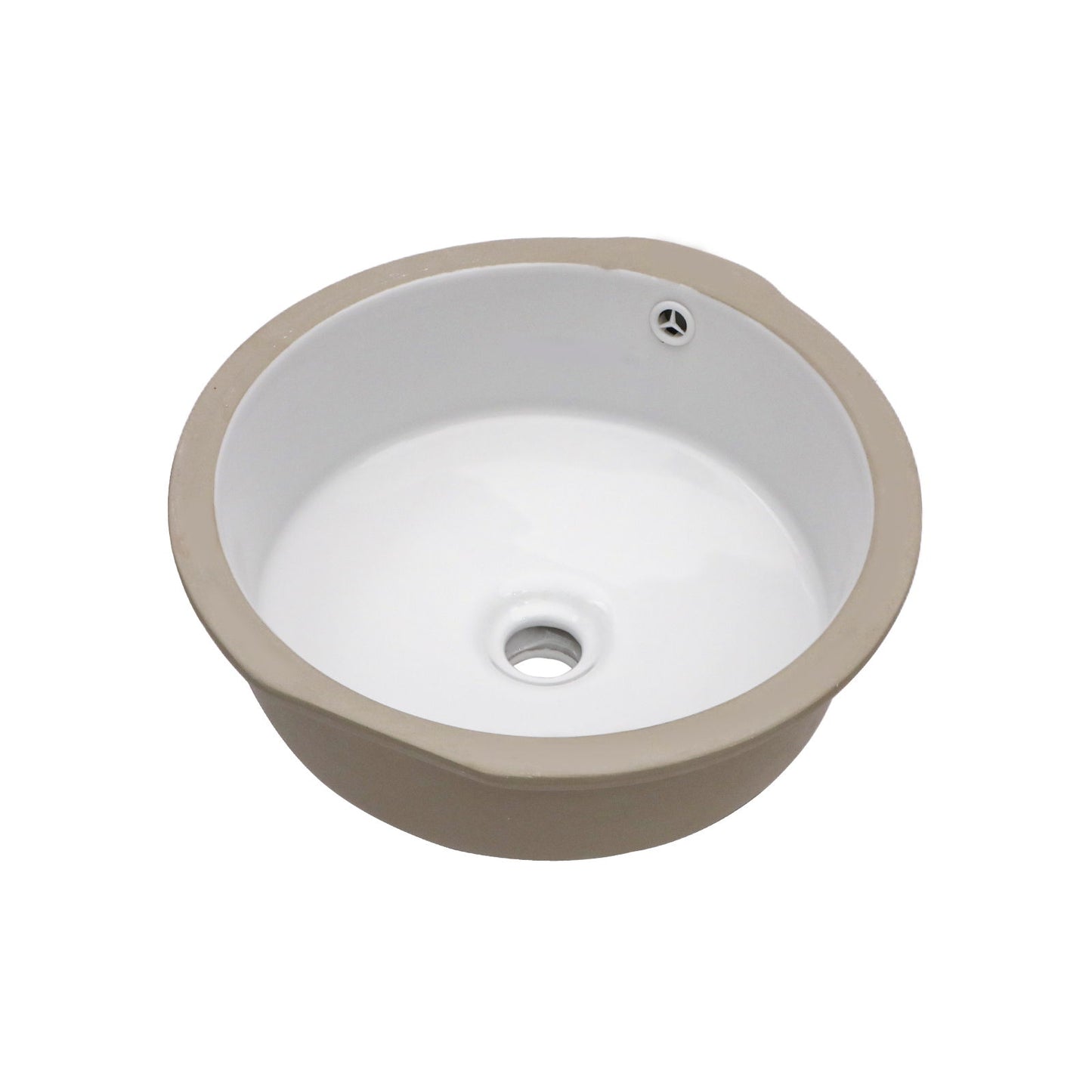Ceramic Round Undermount Bathroom Sink With Overflow, European Style - White