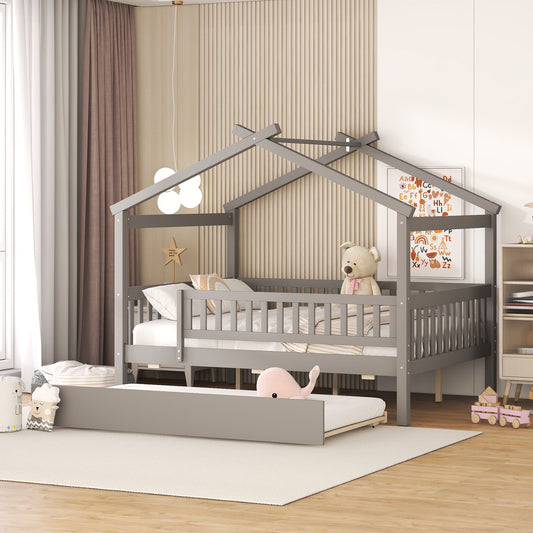 Creativity House Bed With Twin Size Trundle