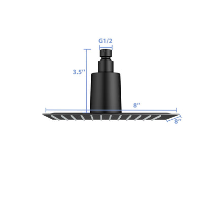 Ultra Thin 8" Square Rain Shower Head 304 Stainless Steel, Wall / Ceiling Mounted