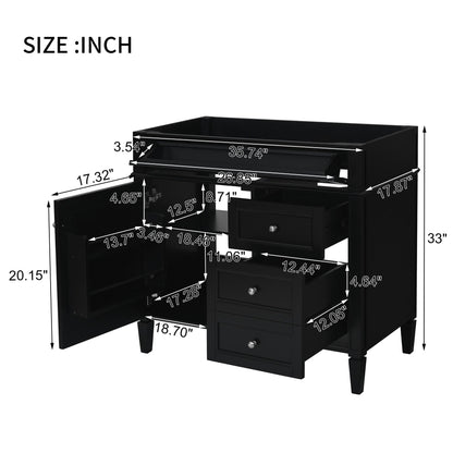 Bathroom Vanity With 2 Drawers And Tip-Out Drawer, Storage Cabinet