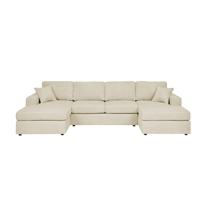 3 Piece Corduroy Double Chaise Sectional Sofa