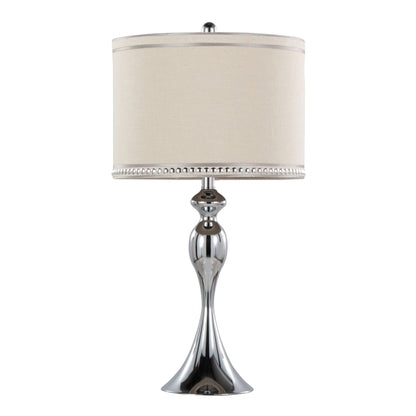 Ashland - Contemporary Table Lamp With Trim (Set of 2) - Polished Chrome / Cream