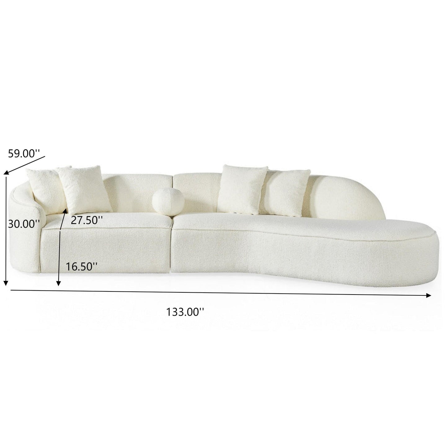 Elijah - Japandi Curvy Sectional Sofa - Beige