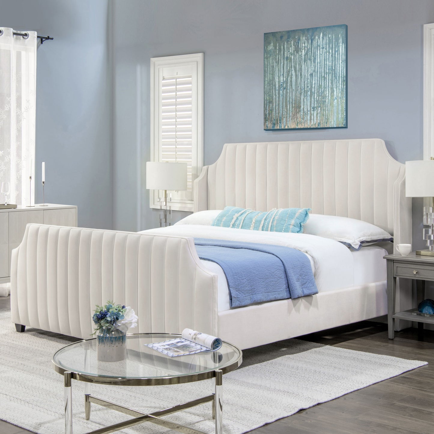 Addison - King Tufted Panel Bed Frame - Cloud White