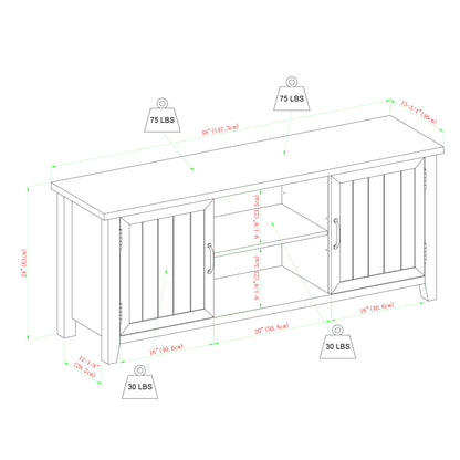 Classic Grooved Door TV Stand For Tvs Up To 65"