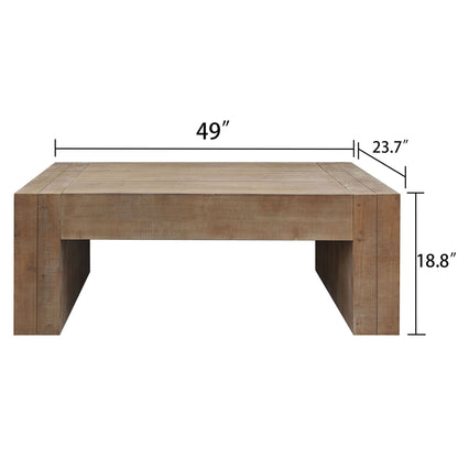 Rustic Wood Coffee Table Modern Farmhouse Rectangular Table For Living Room - Natural / Natural Multi / Natural Wood / Natural / Rustic