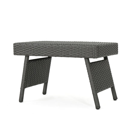 Outdoor Wicker Table With Rectangular Tabletop - Gray
