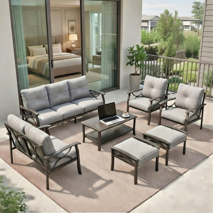 Patio Furniture Set With Coffee Table And Cushions For Backyard