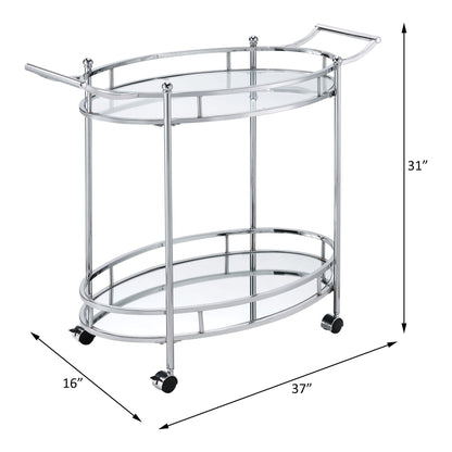 Jinx - Clear Glass Serving Cart - Silver