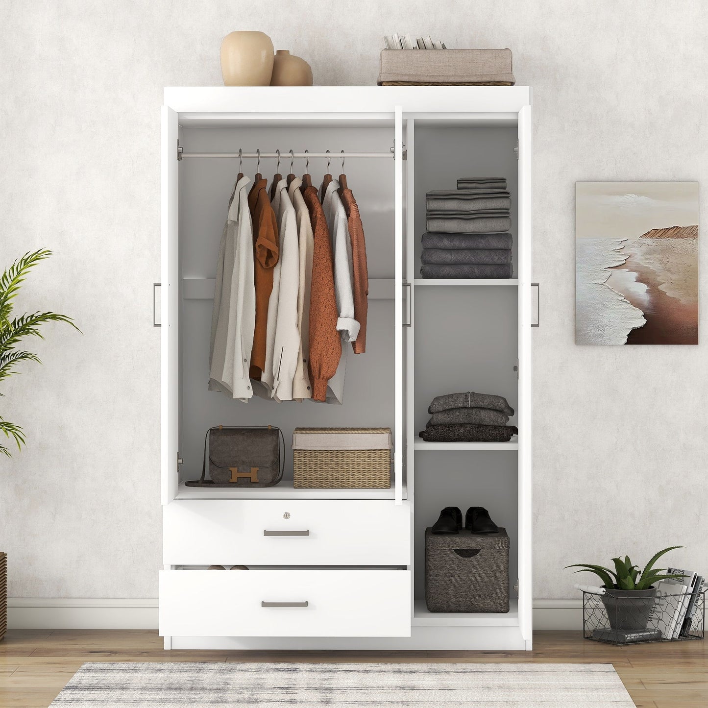 3 Door Wardrobe With 2 Drawers