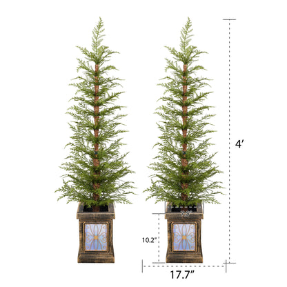 4Ft Pre Lit Artificial Christmas 2 Piece Set - Green