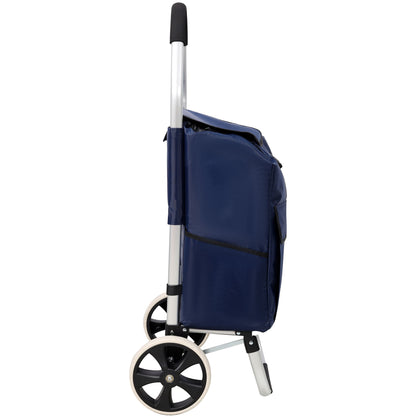Foldable Shopping Trolley With Wheels And Waterproof Bag - Blue
